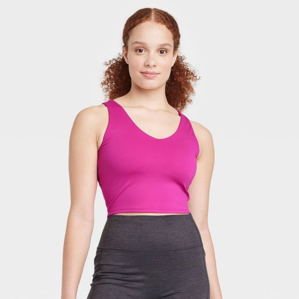 All in Motion Light Support V-Neck Cropped Tank Sports Bra size medium